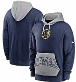 Men's Milwaukee Brewers Nike Navy Gray Heritage Tri Blend Pullover Hoodie,baseball caps,new era cap wholesale,wholesale hats